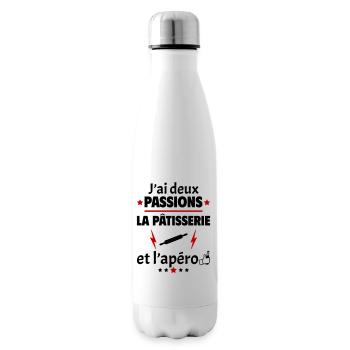 J'ai deux passions pâtisserie apéro,fête des pères - Bouteille isotherme - blanc - Droite