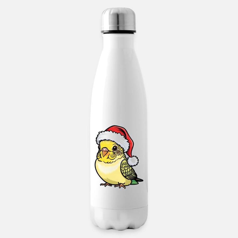 Perruche Noël Mignon Chapeau de bande dessinée - Bouteille isotherme - blanc