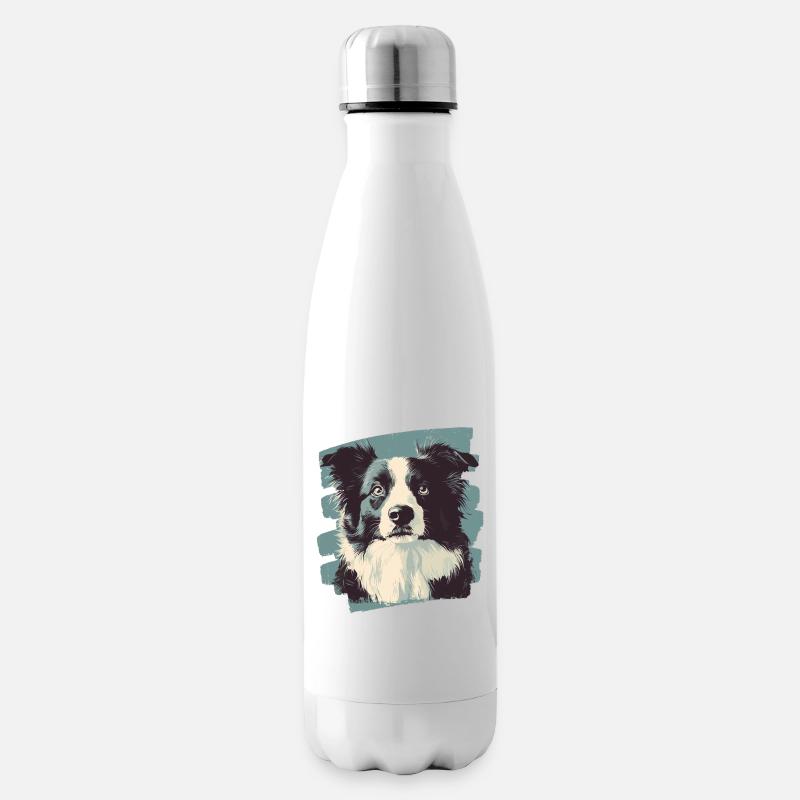 Border Collie - Isolierflasche - Weiß