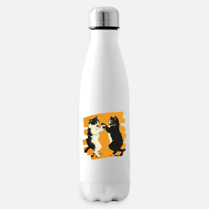 Japanischer Katzen Kampf - Isolierflasche - Weiß