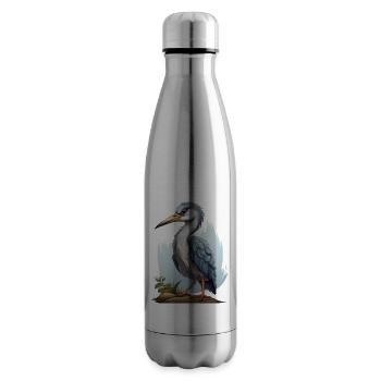 Illustration de héron cendré - Bouteille isotherme - argent clair - Droite