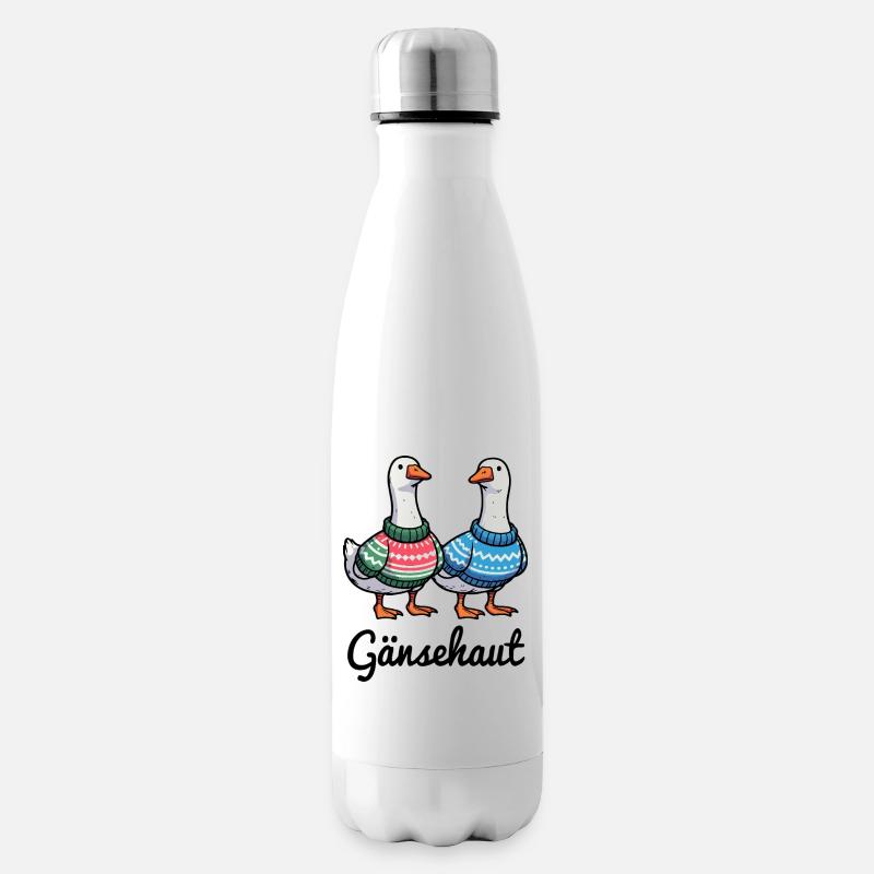 Gänsehaut - Gänse mit Strickpullovern - Isolierflasche - Weiß