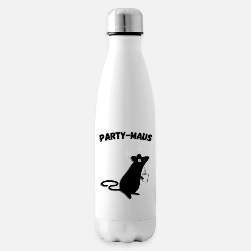 Party Maus dunkel - Isolierflasche - Weiß