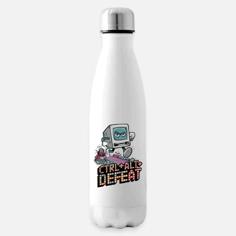 Ctrl Alt Defeat Retro Angry Computer Art - Insulated Water Bottle - white