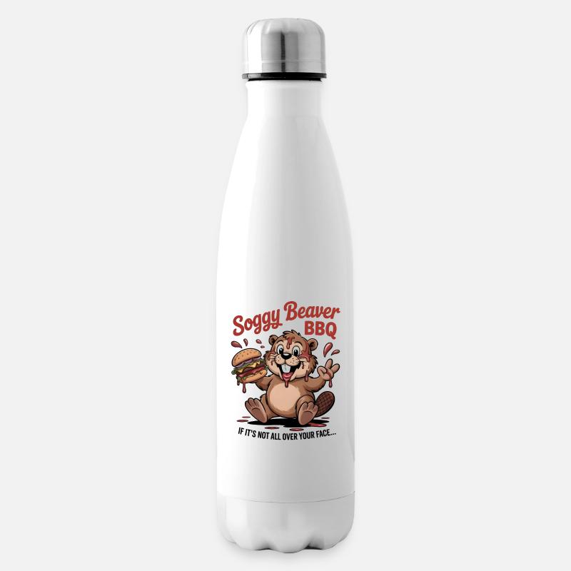 Durchnässter Bibergrill - Isolierflasche - Weiß