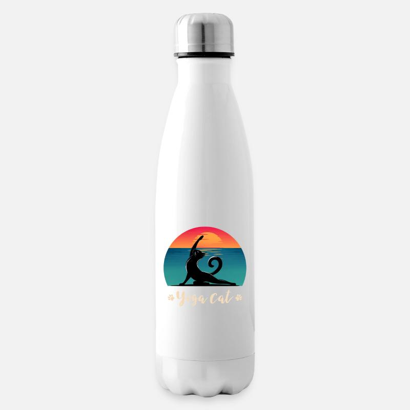 Chat de yoga - Bouteille isotherme - blanc