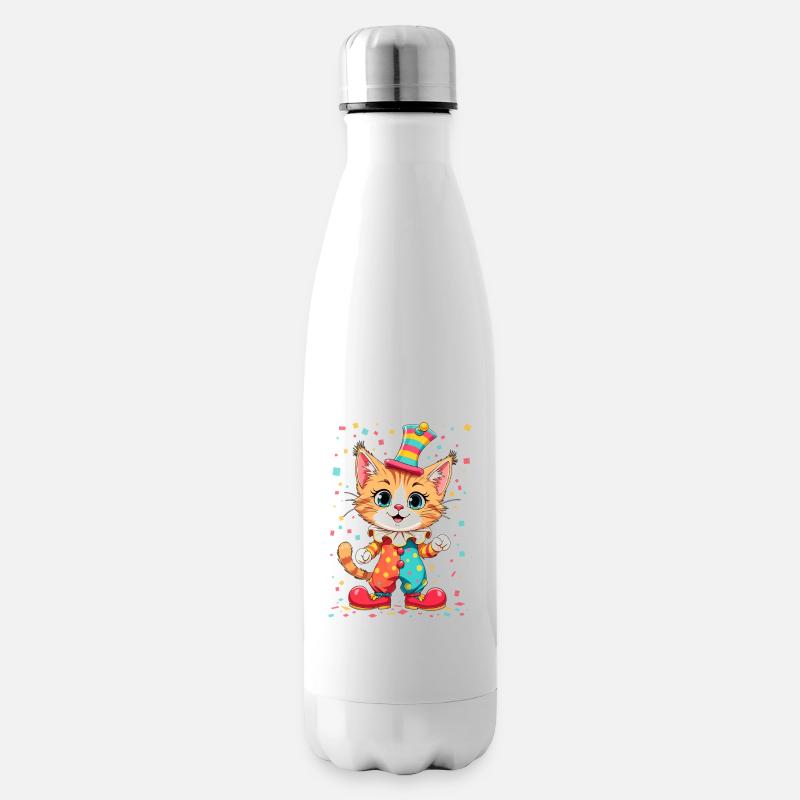 Chaton Clown Joyeux Impression Instantanée - Bouteille isotherme - blanc