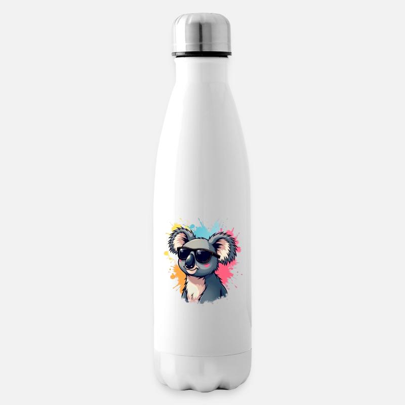 Cool Koala mit Sonnenbrille und Farbexplosion - Isolierflasche - Weiß