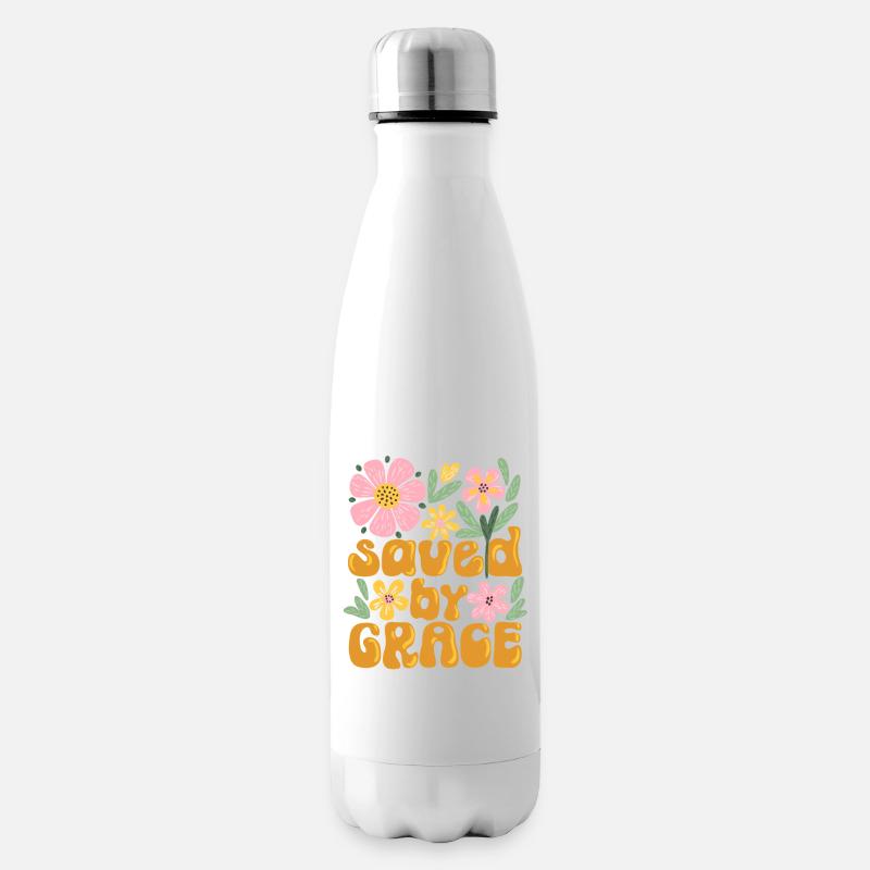Saved by Grace Christliches Design Glaube Jesus  - Isolierflasche - Weiß