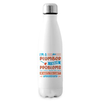 Chauffagiste Plombier Plombier de construction chauffage - Bouteille isotherme - blanc - Droite