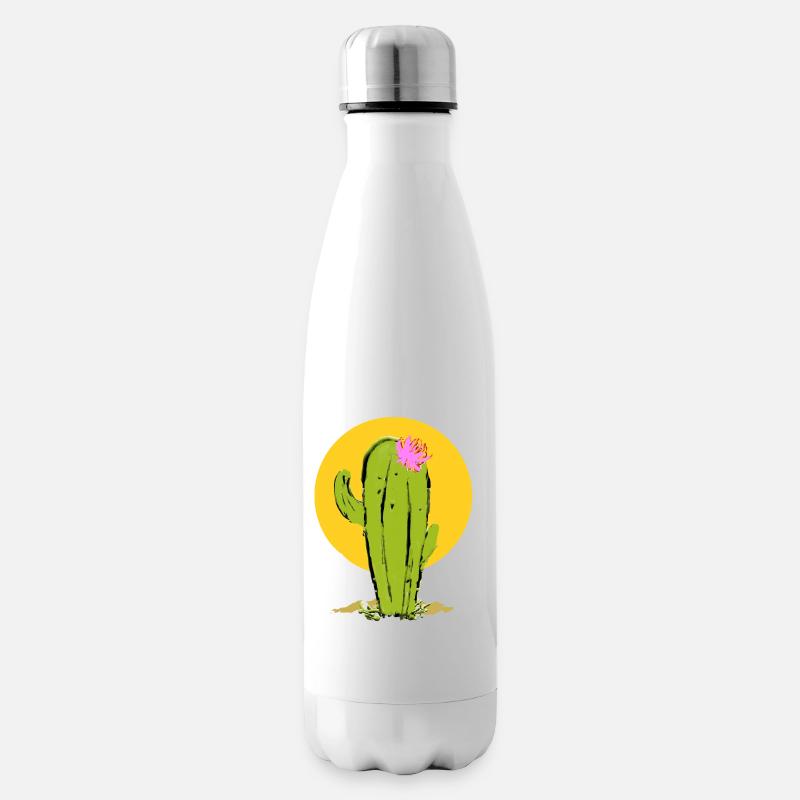Cactus avec fleur abstraite - Bouteille isotherme - blanc
