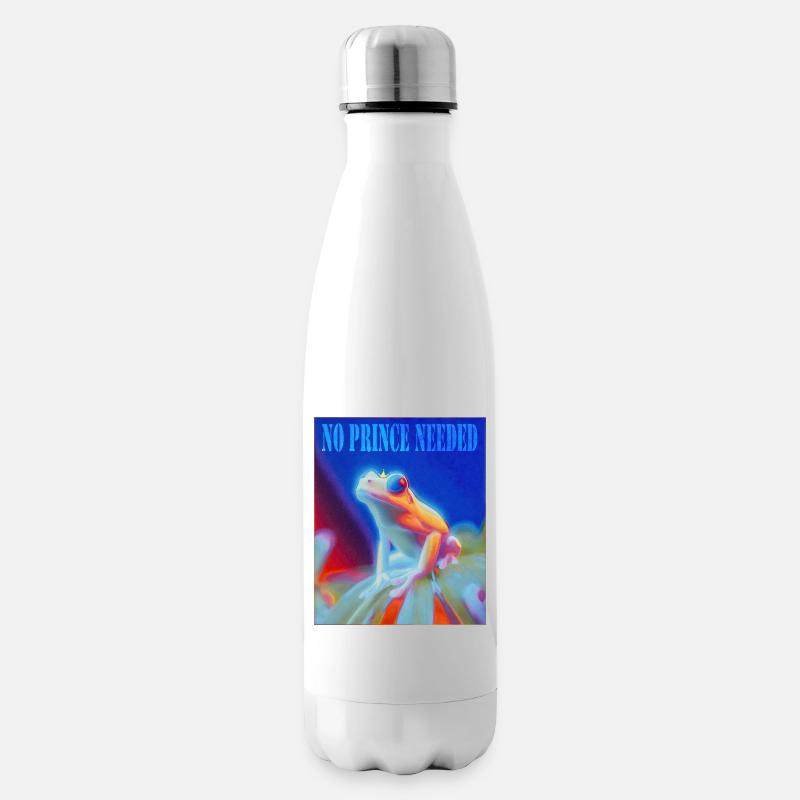 Frosch mit Krone und Spruch - Isolierflasche - Weiß