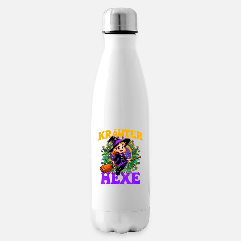 Hexe mit Kräutern und Zauberstab - Isolierflasche - Weiß