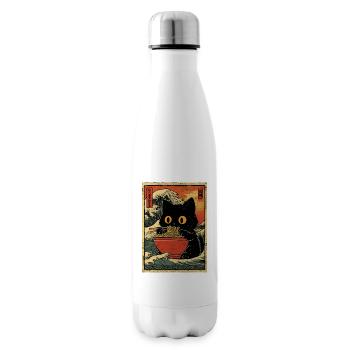 Japon Cat Ramen Nouilles Motif Vague Rétro - Bouteille isotherme - blanc - Droite