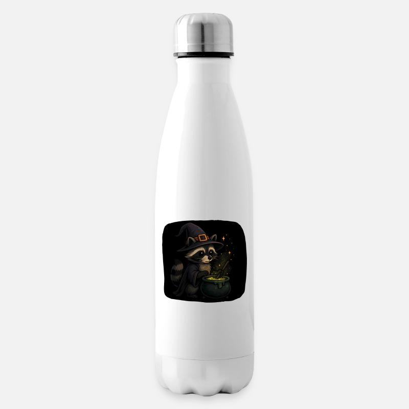Nekromantischer Waschbär mit Zauberhut - Isolierflasche - Weiß