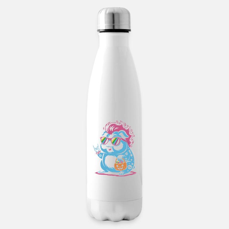Punk Hamster Cochon d’Inde Halloween - Bouteille isotherme - blanc