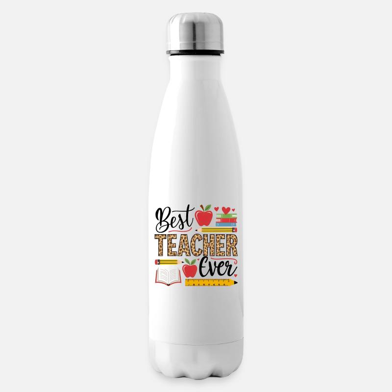Bester Lehrer Leopard Schreiben - Isolierflasche - Weiß