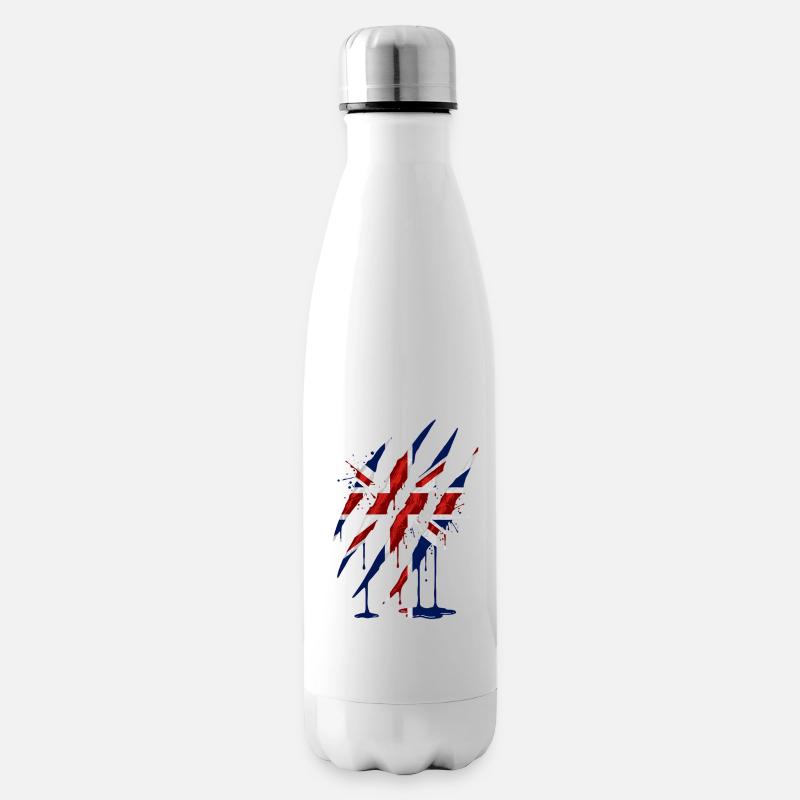 Union Jack Claw Scratch Mark - Insulated Water Bottle - white