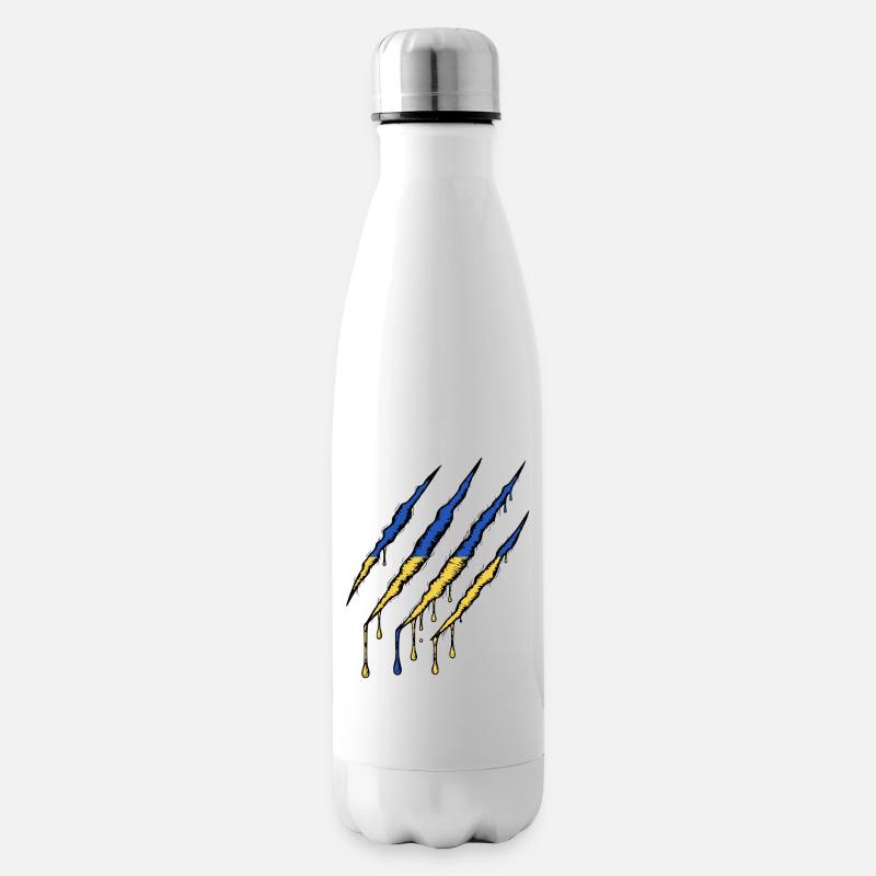 Ukraine Flag Claw - Scratch Mark - Insulated Water Bottle - white