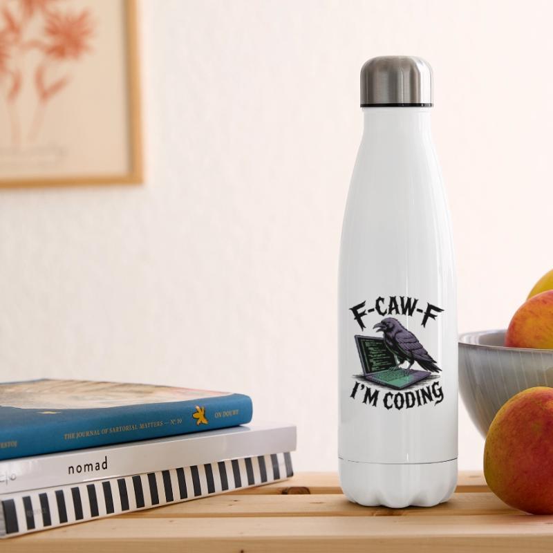 RabenCoder: Code Raven am Laptop Isolierflasche