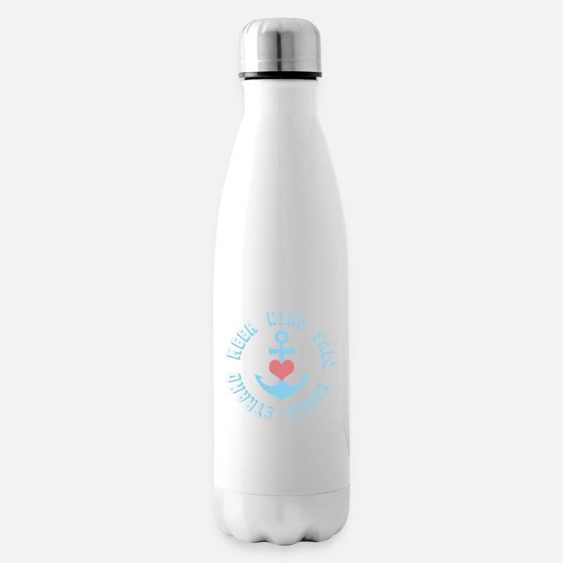 Meer Wind & Sonne – Maritimes Anker Herz - Isolierflasche - Weiß