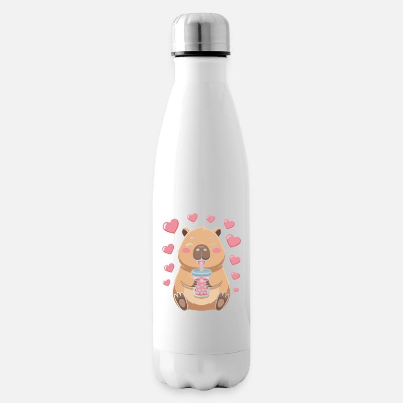 Kawaii Bubble Tee Capybara Boba Tee - Isolierflasche - Weiß