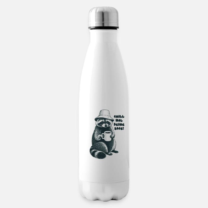 Chill mal deine Base - Waschbär - Isolierflasche - Weiß