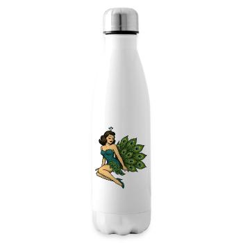 Peacock Pinup in Vintage Blue - Insulated Water Bottle - white - Right