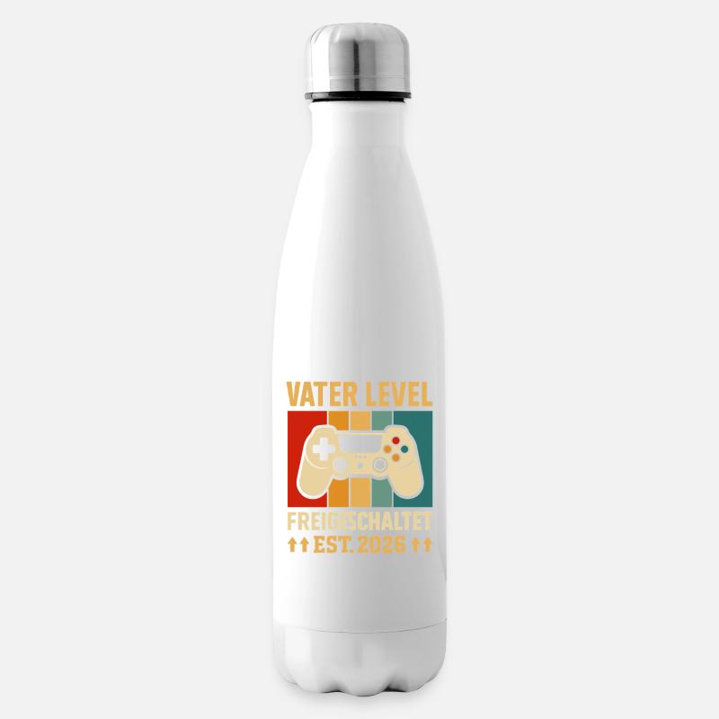 Zocker Papa VATER LEVEL FREIGESCHALTET EST 2026 - Isolierflasche - Weiß
