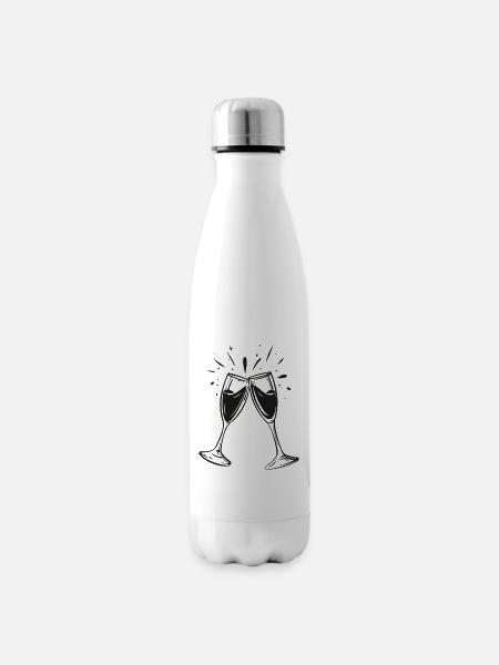 Sekt-Prosecco-Glas-black - Isolierflasche - Weiß