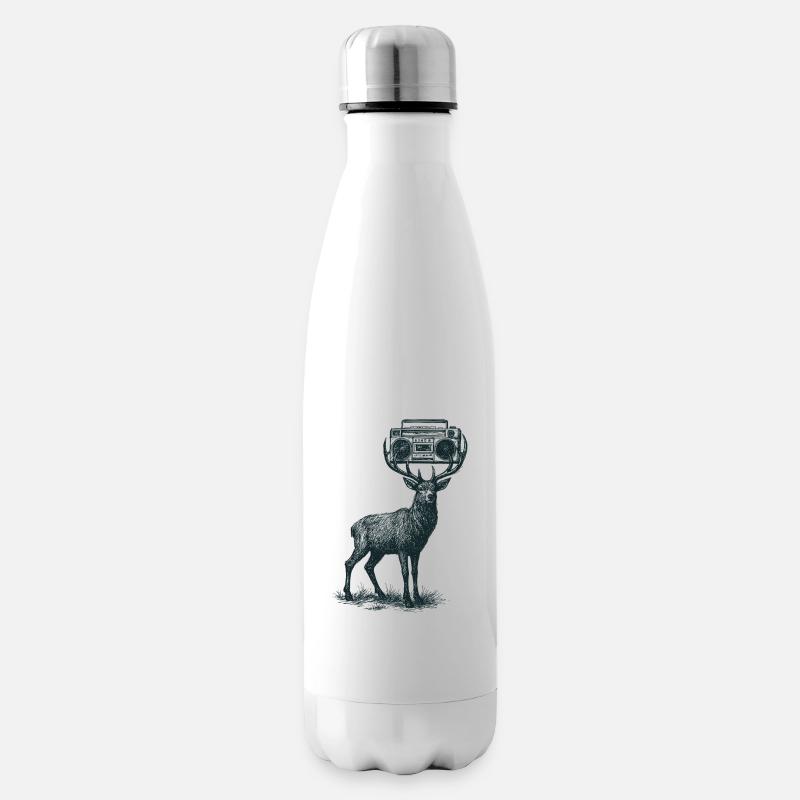 Hirsch mit Boombox - Isolierflasche - Weiß