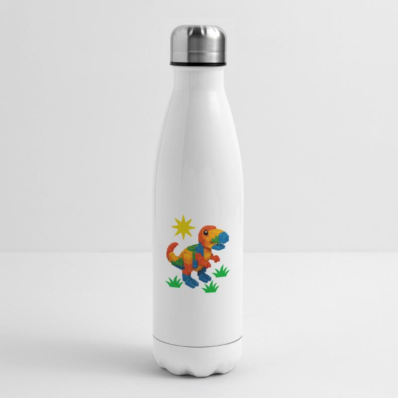 Dinosaur Made Of Bricks Creative Block Builder Insulated Water Bottle