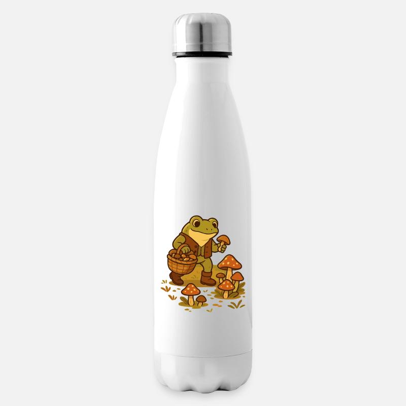 Grenouille avec panier à champignons – Mushroom Picker Frog - Bouteille isotherme - blanc