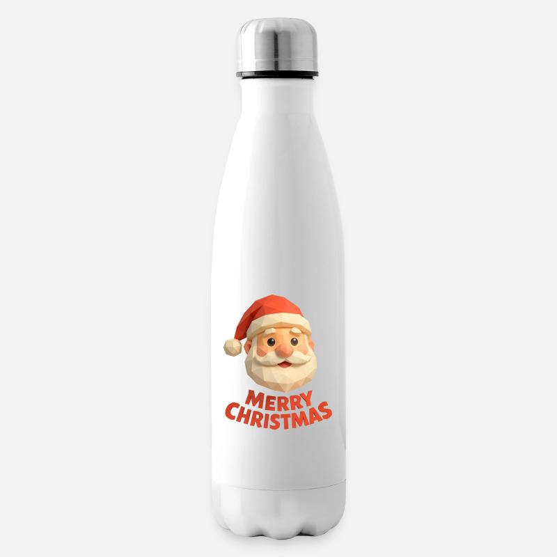 Polygon Weihnachtsmann – Modern Merry Christmas - Isolierflasche - Weiß