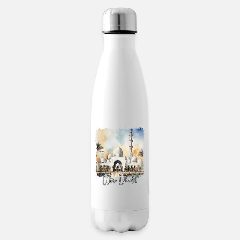 Aquarelle d’Abu Dhabi, j’adore Abu Dhabi - Bouteille isotherme - blanc