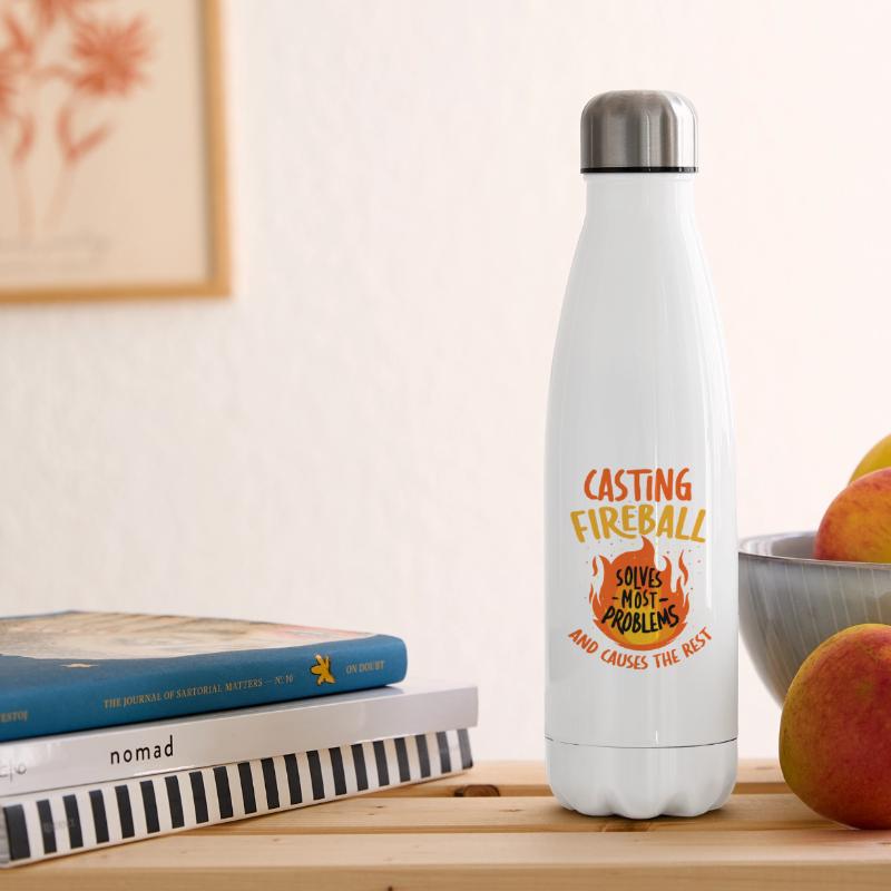 Casting Fireball Solves Problems RPG Gaming  Insulated Water Bottle