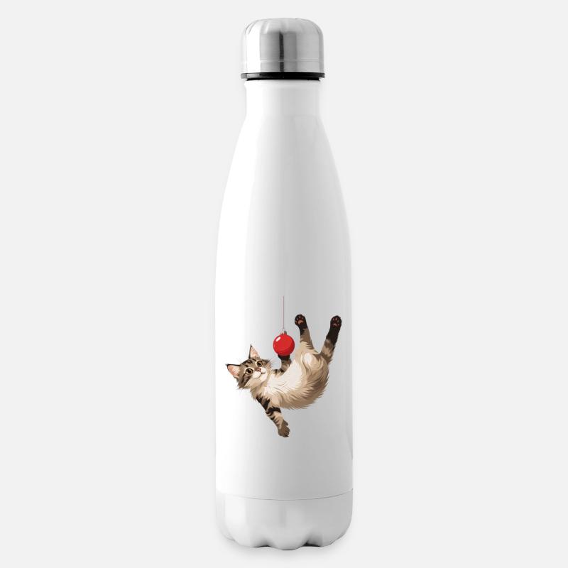Katzenakrobat Ballspiel - Isolierflasche - Weiß