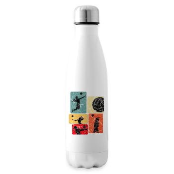 Volleyball Silhouettes Retro Color Blocks - Insulated Water Bottle - white - Right