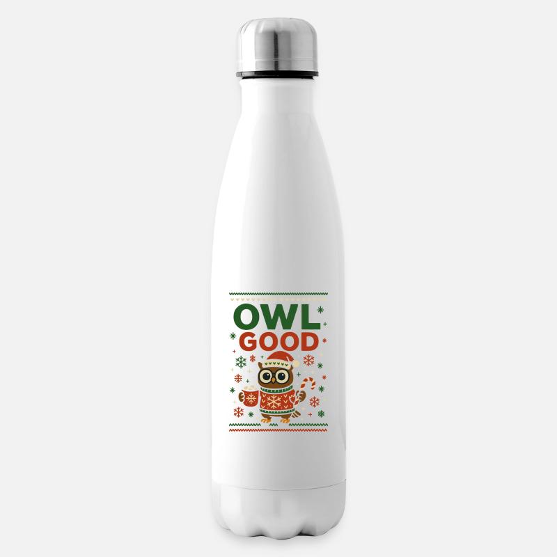 Owl Good Lustige Weihnachts Eule Ugly - Isolierflasche - Weiß