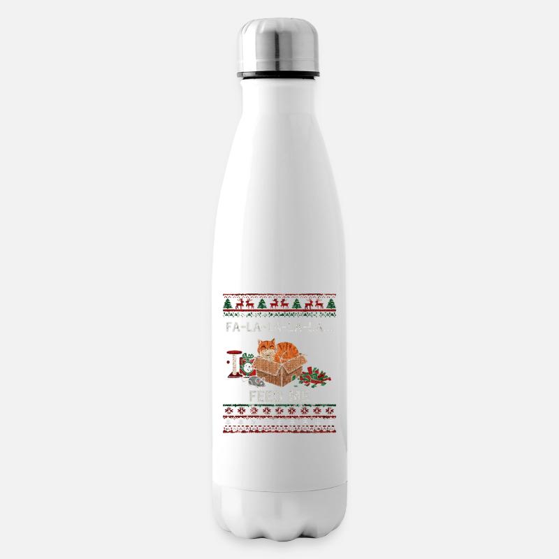 Chat de Noël dans une boîte – demandes de nourriture - Bouteille isotherme - blanc