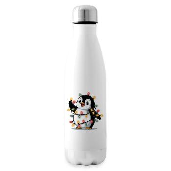 Pinguin mit Lichterkette - Isolierflasche - Weiß - Rechts