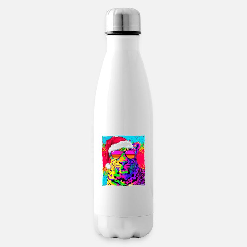 Leopard Weihnachten Porträt - Isolierflasche - Weiß