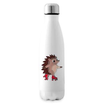 Hérisson en roller - Niglo en roller  - Bouteille isotherme - blanc - Droite