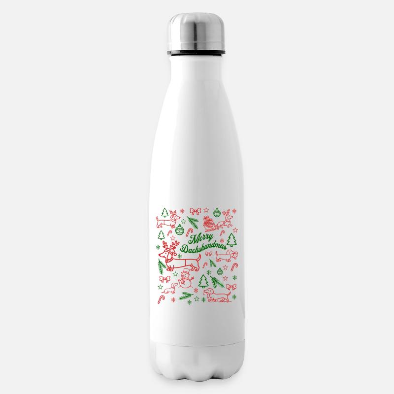 Dachshund Christmas Pattern - Insulated Water Bottle - white