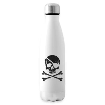 Klassischer Jolly Roger Piraten Totenkopf - Isolierflasche - Weiß - Rechts