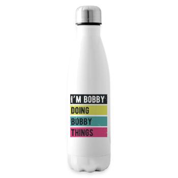 I’m Bobby Doing Bobby Things Retro Colors - Insulated Water Bottle - white - Right