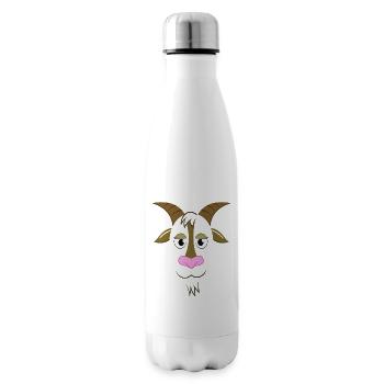 Cute Cartoon Goat Face Farm Animal Illustration - Insulated Water Bottle - white - Right
