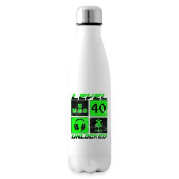 40th Birthday Level 40 Unlocked 40 Years Gamer - Insulated Water Bottle - white - Right