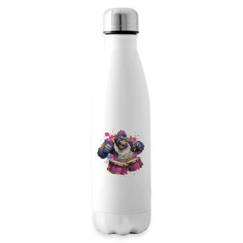 Bunter Affe am Trommelset - Isolierflasche - Weiß - Rechts