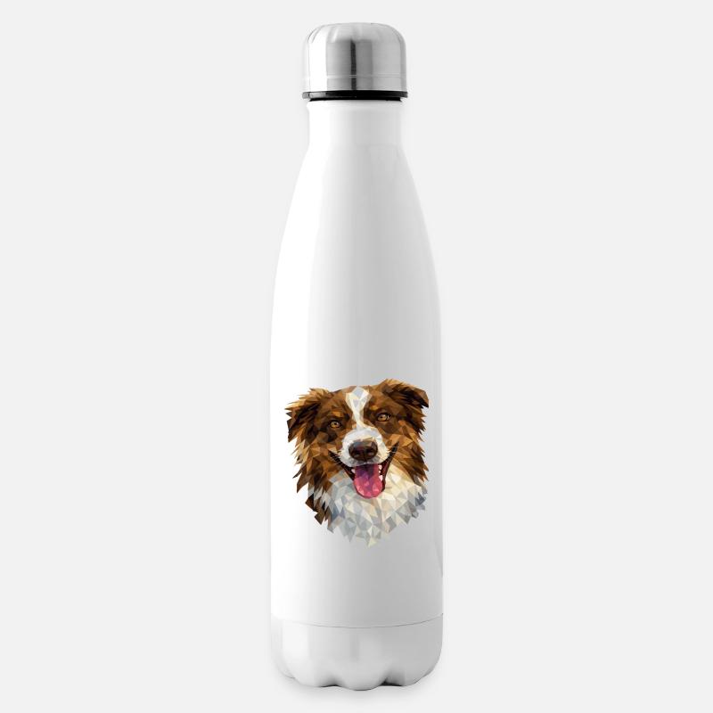 Low Polygon Hund – Geometrisches Dog Art Design - Isolierflasche - Weiß